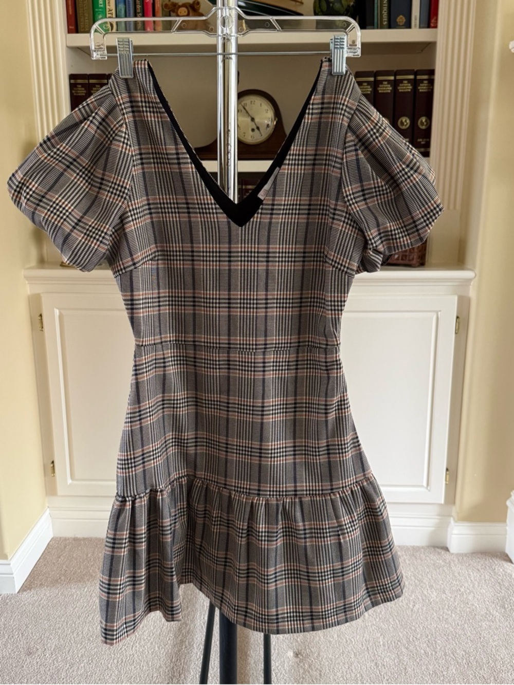 Gianni Bini Plaid Puff Sleeve Mini Dress
